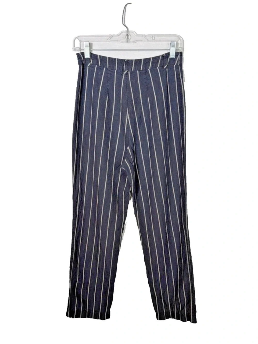 Reformation Striped Black/White Striped Linen Ankle Pants Women's Sz 4 High Rise